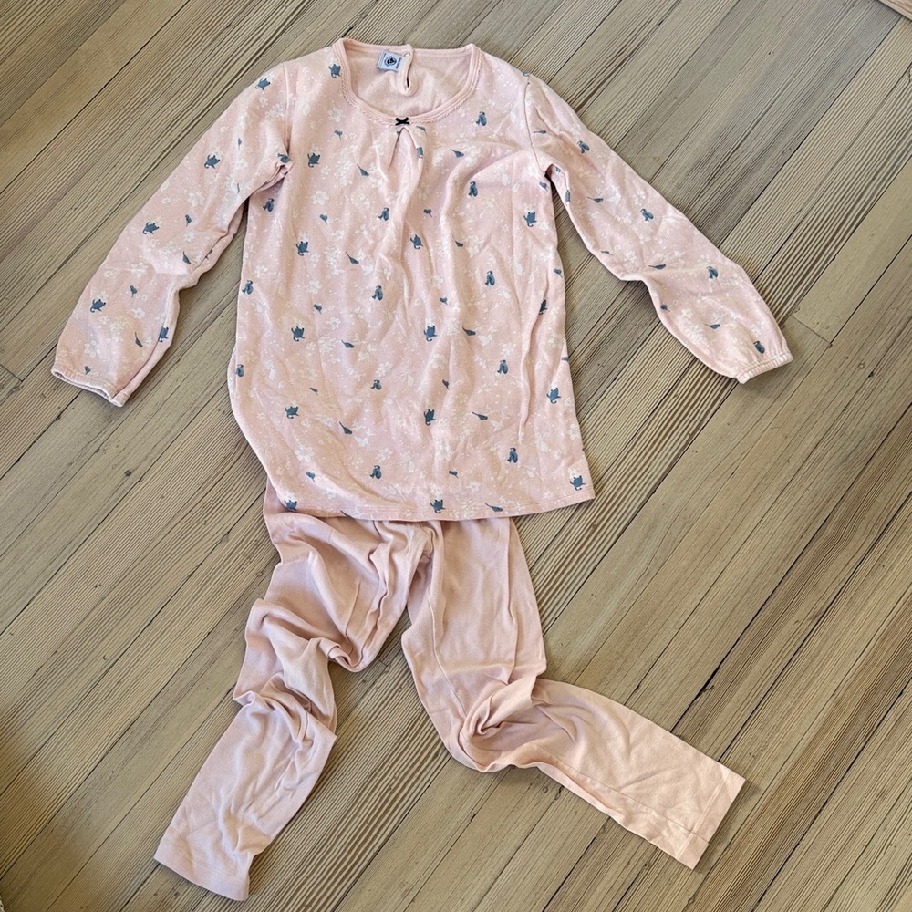 Petit Bateau Pink Pajama Set with Star Pattern